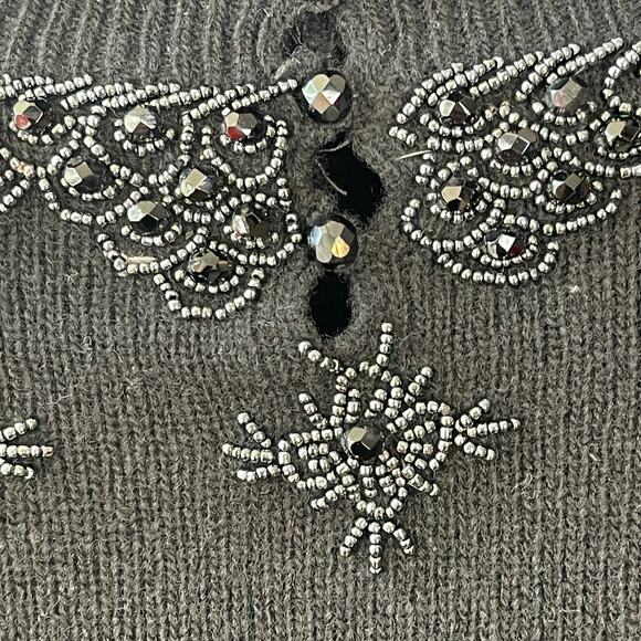 VINTAGE 80s Jet Beaded Turtleneck Sweater Size S/M - Picture 6 of 6